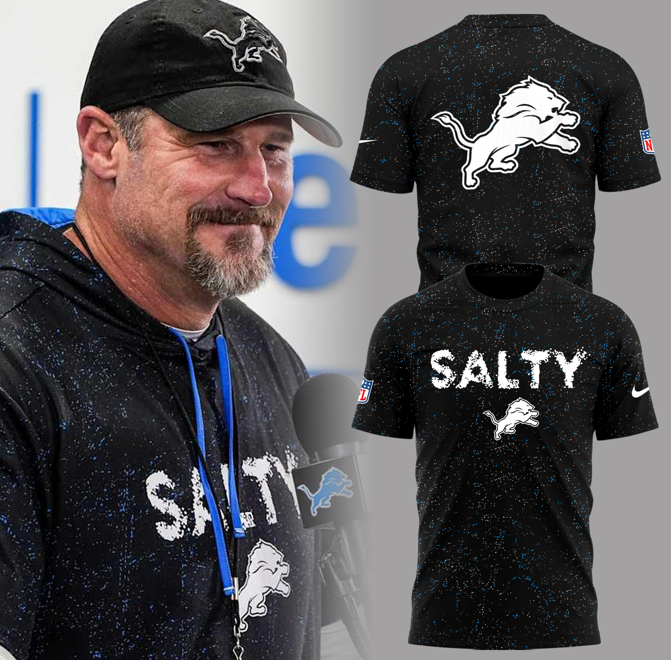 Detroit Lions Salty Sports Black 2025 Shirt Detroit Lions Salty Sports Black 2025 Shirt