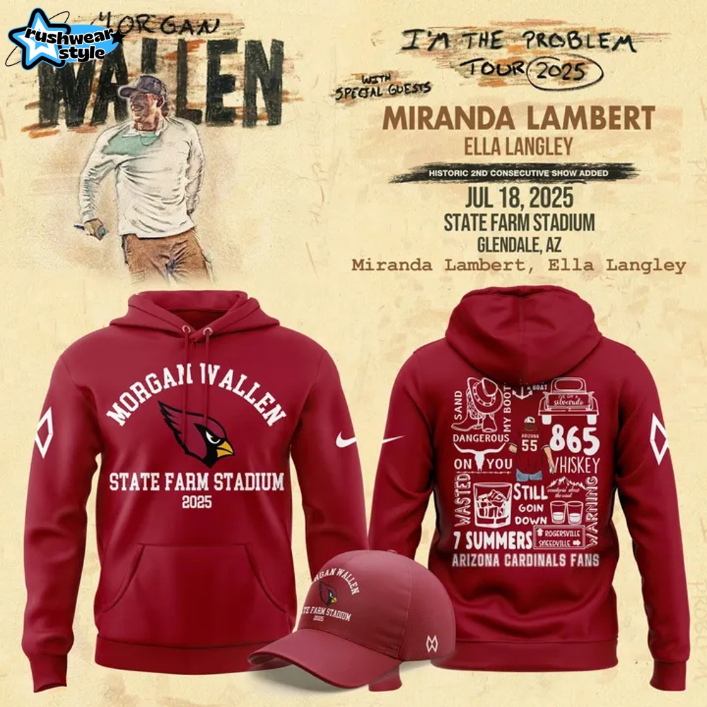 Arizona Cardinals x Morgan Wallen "I'm The Problem Tour" 2025 Special Hoodie Arizona Cardinals x Morgan Wallen "I'm The Problem Tour" 2025 Special Hoodie
