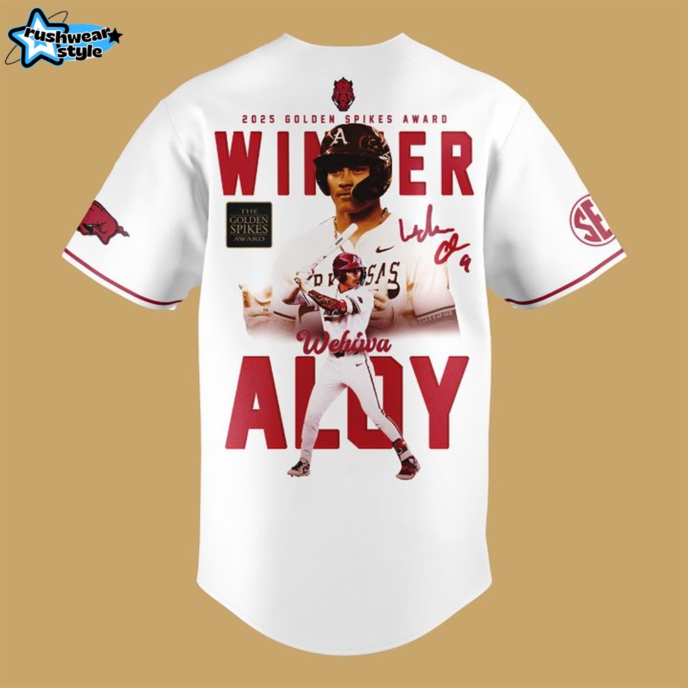 Arkansas Razorbacks Wehiwa Aloy 2025 Golden Spikes Award Winner Jersey Arkansas Razorbacks Wehiwa Aloy 2025 Golden Spikes Award Winner Jersey