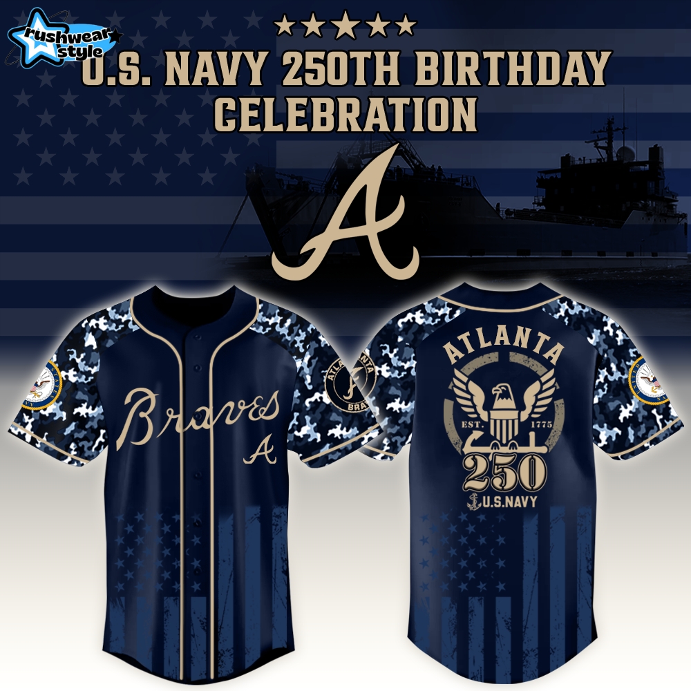 Atlanta Braves x US Navy 250th Birthday Edition 3D Baseball Jersey Atlanta Braves x US Navy 250th Birthday Edition 3D Baseball Jersey
