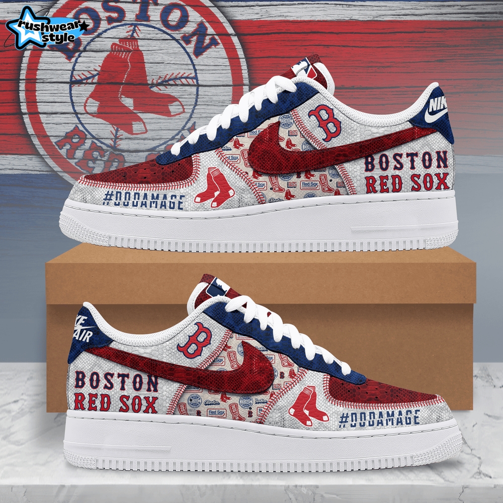 Boston Red Sox MLB New 2025 Premium Air Force 1 Sneakers Boston Red Sox MLB New 2025 Premium Air Force 1 Sneakers