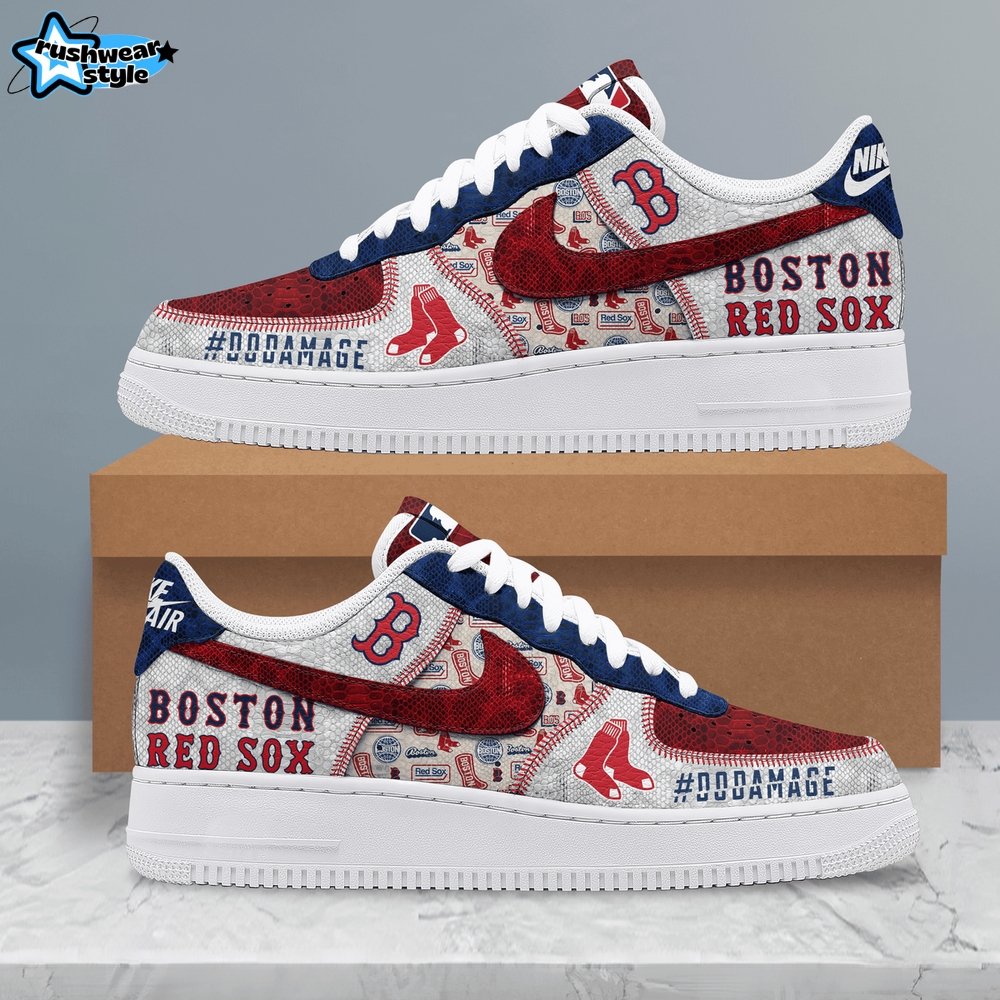 Boston Red Sox MLB New 2025 Premium Air Force 1 Sneakers Boston Red Sox MLB New 2025 Premium Air Force 1 Sneakers