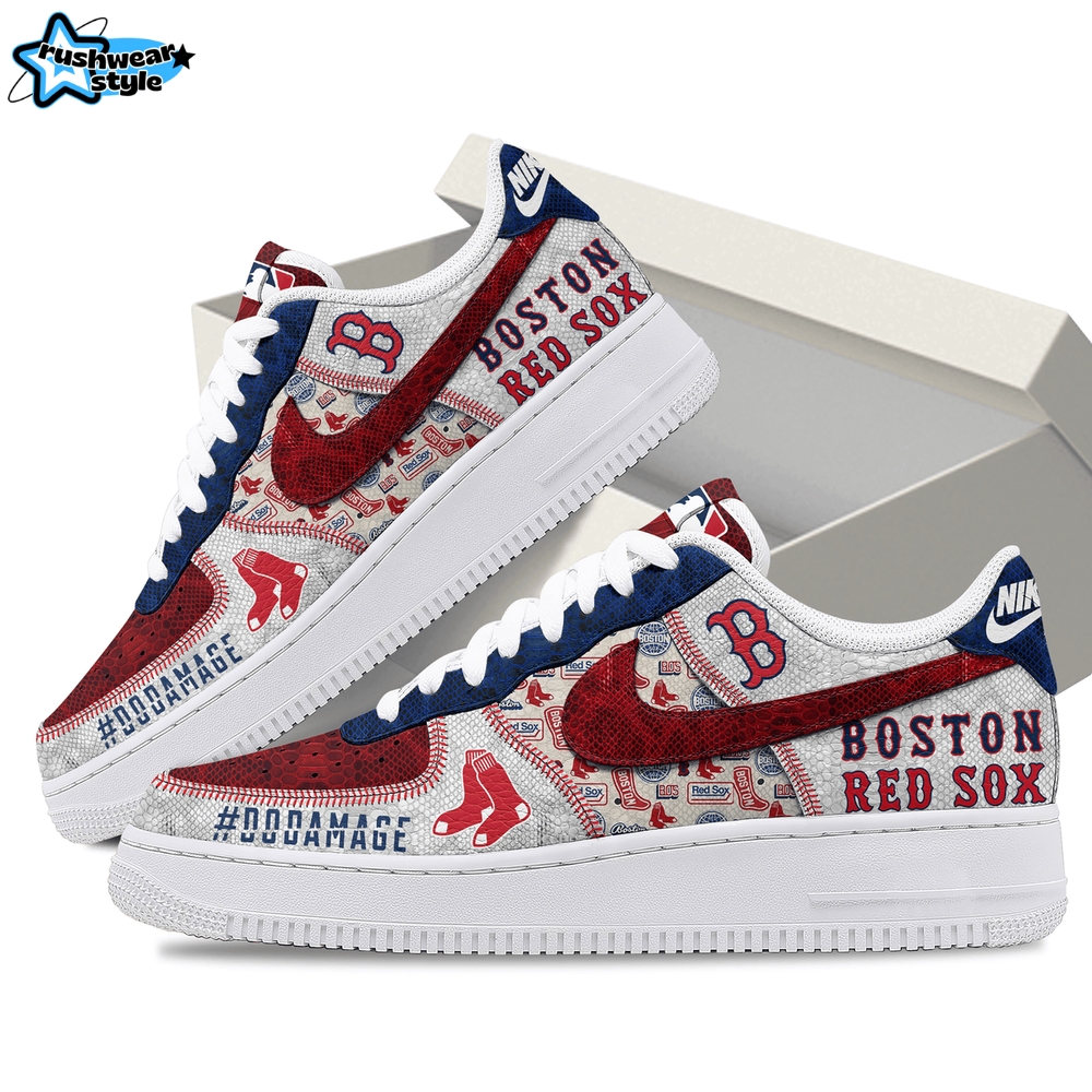 Boston Red Sox MLB New 2025 Premium Air Force 1 Sneakers Boston Red Sox MLB New 2025 Premium Air Force 1 Sneakers