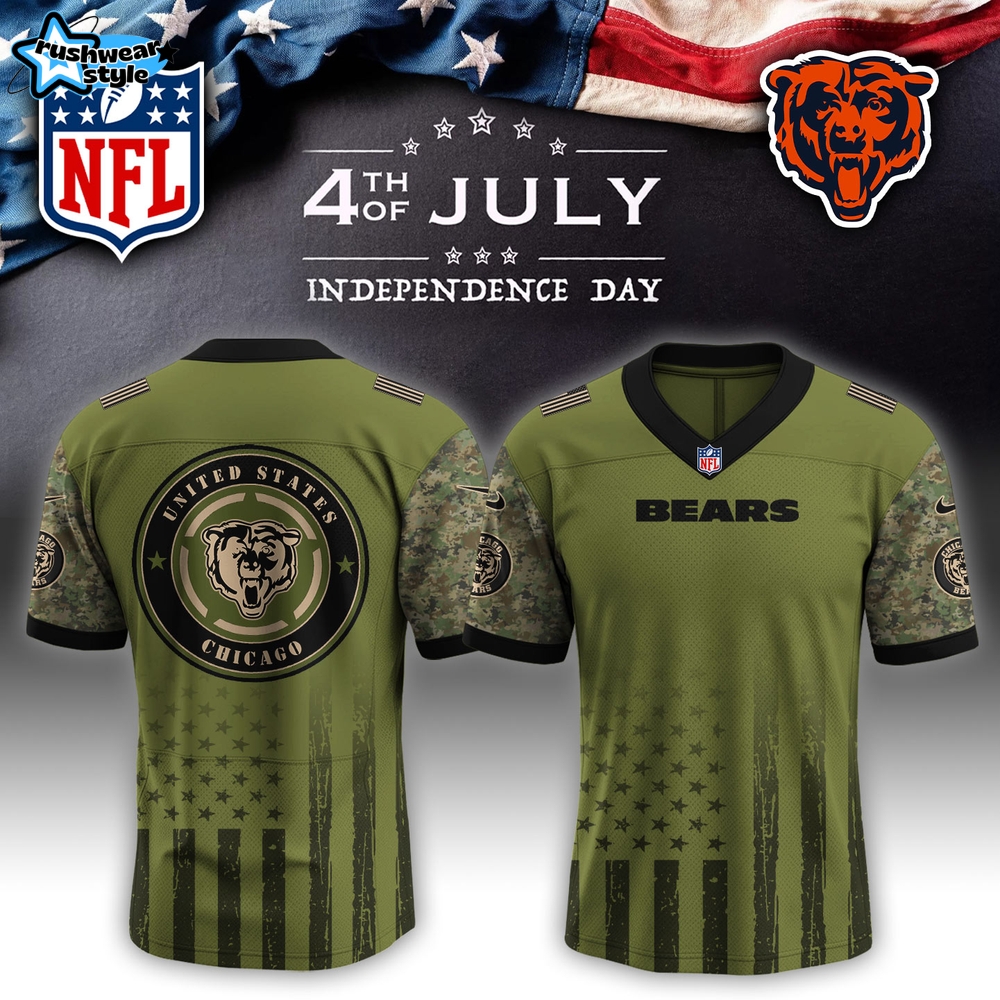 Chicago Bears x 4th of July Independence Day Special Green Football Jersey Chicago Bears x 4th of July Independence Day Special Green Football Jersey