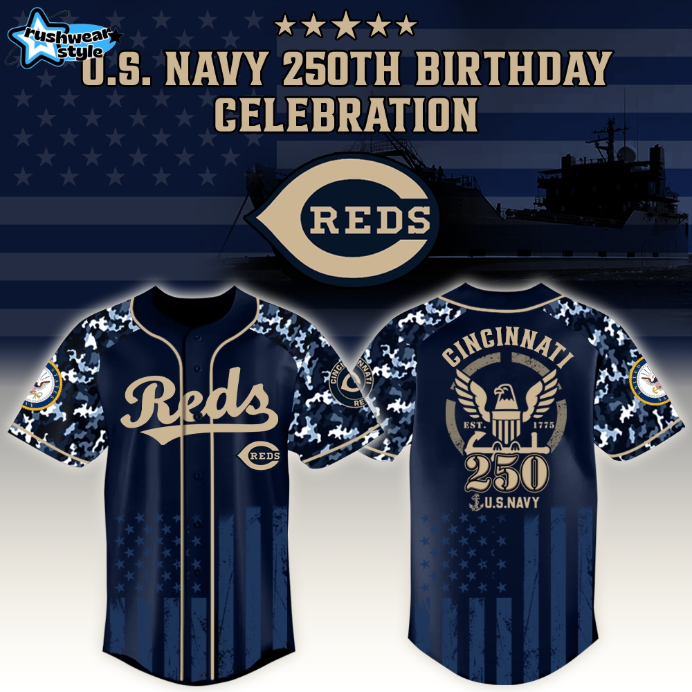 Cincinnati Reds x US Navy 250th Birthday Edition 3D Baseball Jersey Cincinnati Reds x US Navy 250th Birthday Edition 3D Baseball Jersey