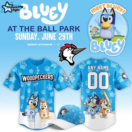 Fayetteville Woodpeckers x Bluey At The Ball Park 2025 Baseball Jersey