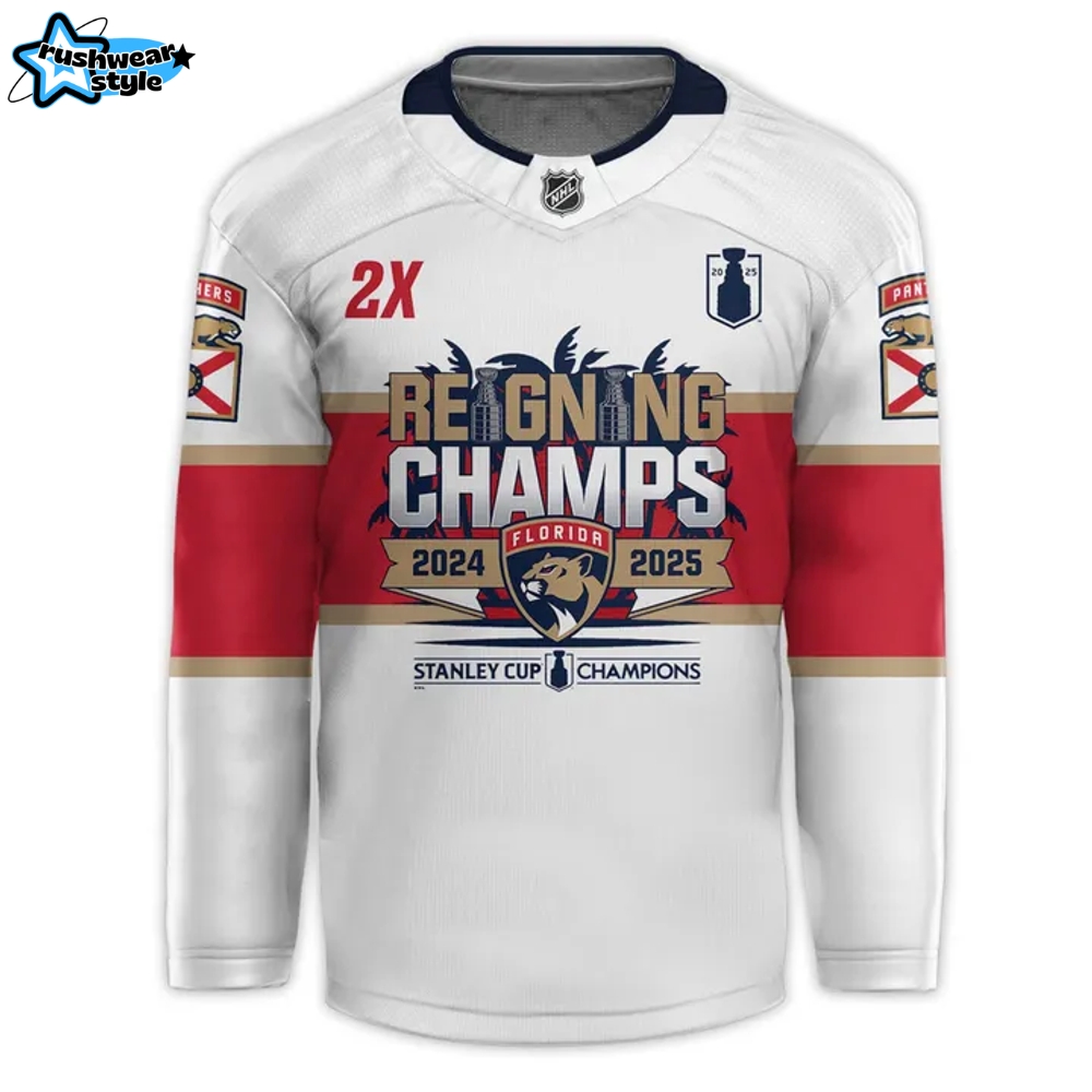 Florida Panthers 2025 Back-to-Back Champions Hockey Jersey Florida Panthers 2025 Back-to-Back Champions Hockey Jersey