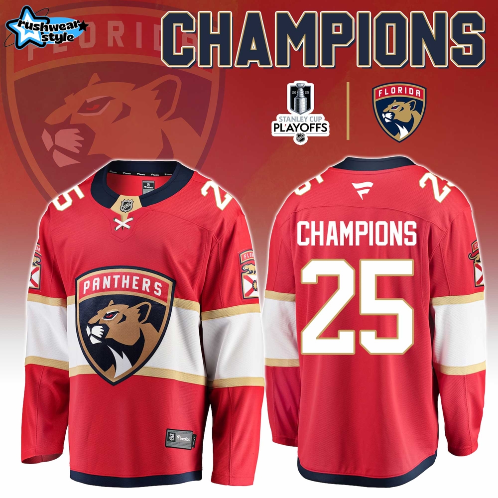 Florida Panthers Champions NHL Stanley Cup 2025 Hockey Jersey Florida Panthers Champions NHL Stanley Cup 2025 Hockey Jersey