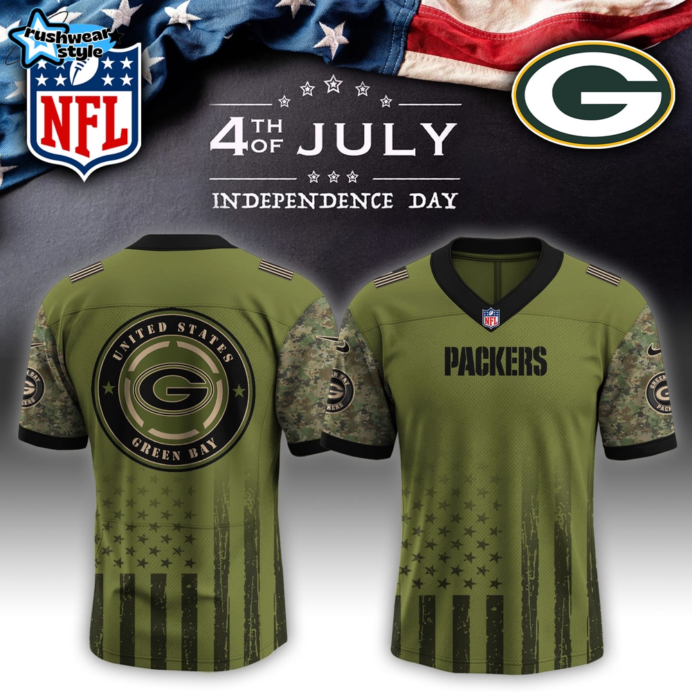 Green Bay Packers x 4th of July Independence Day Special Green Football Jersey Green Bay Packers x 4th of July Independence Day Special Green Football Jersey
