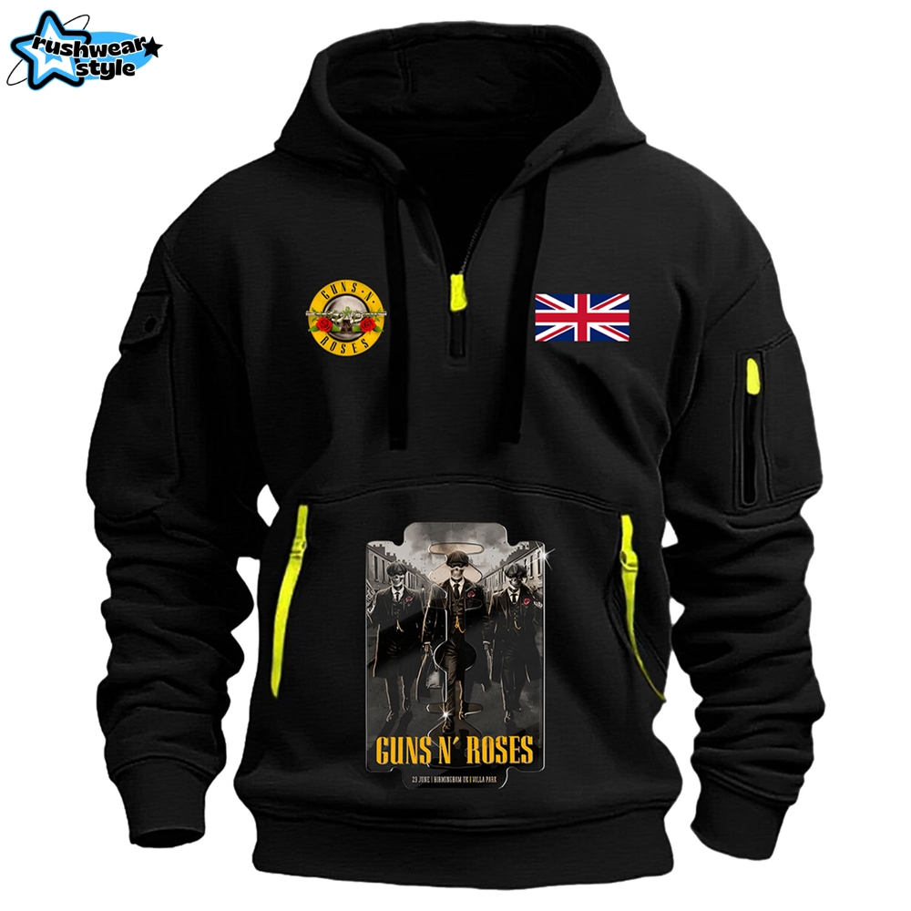 Guns N' Roses World Tour to Birmingham 2025 Black Quarter Zip Hoodie Guns N' Roses World Tour to Birmingham 2025 Black Quarter Zip Hoodie