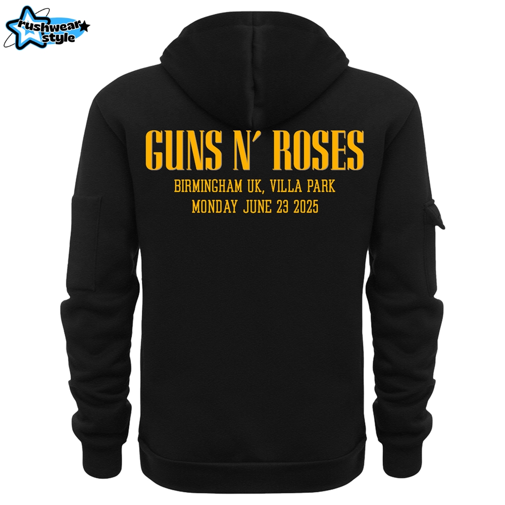 Guns N' Roses World Tour to Birmingham 2025 Black Quarter Zip Hoodie Guns N' Roses World Tour to Birmingham 2025 Black Quarter Zip Hoodie
