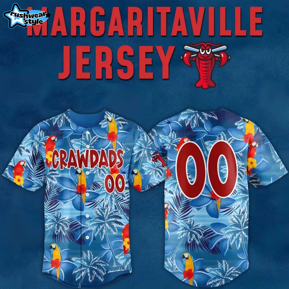 Hickory Crawdads Margaritaville Night Personalized Baseball Jersey Hickory Crawdads Margaritaville Night Personalized Baseball Jersey
