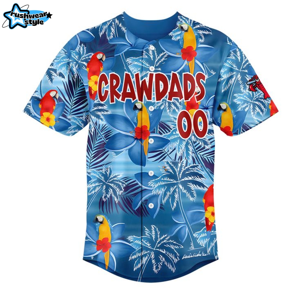 Hickory Crawdads Margaritaville Night Personalized Baseball Jersey Hickory Crawdads Margaritaville Night Personalized Baseball Jersey