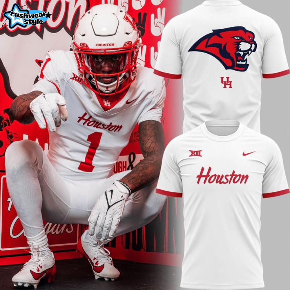 Houston Cougars 2025 Old Logo White Shirt Houston Cougars 2025 Old Logo White Shirt