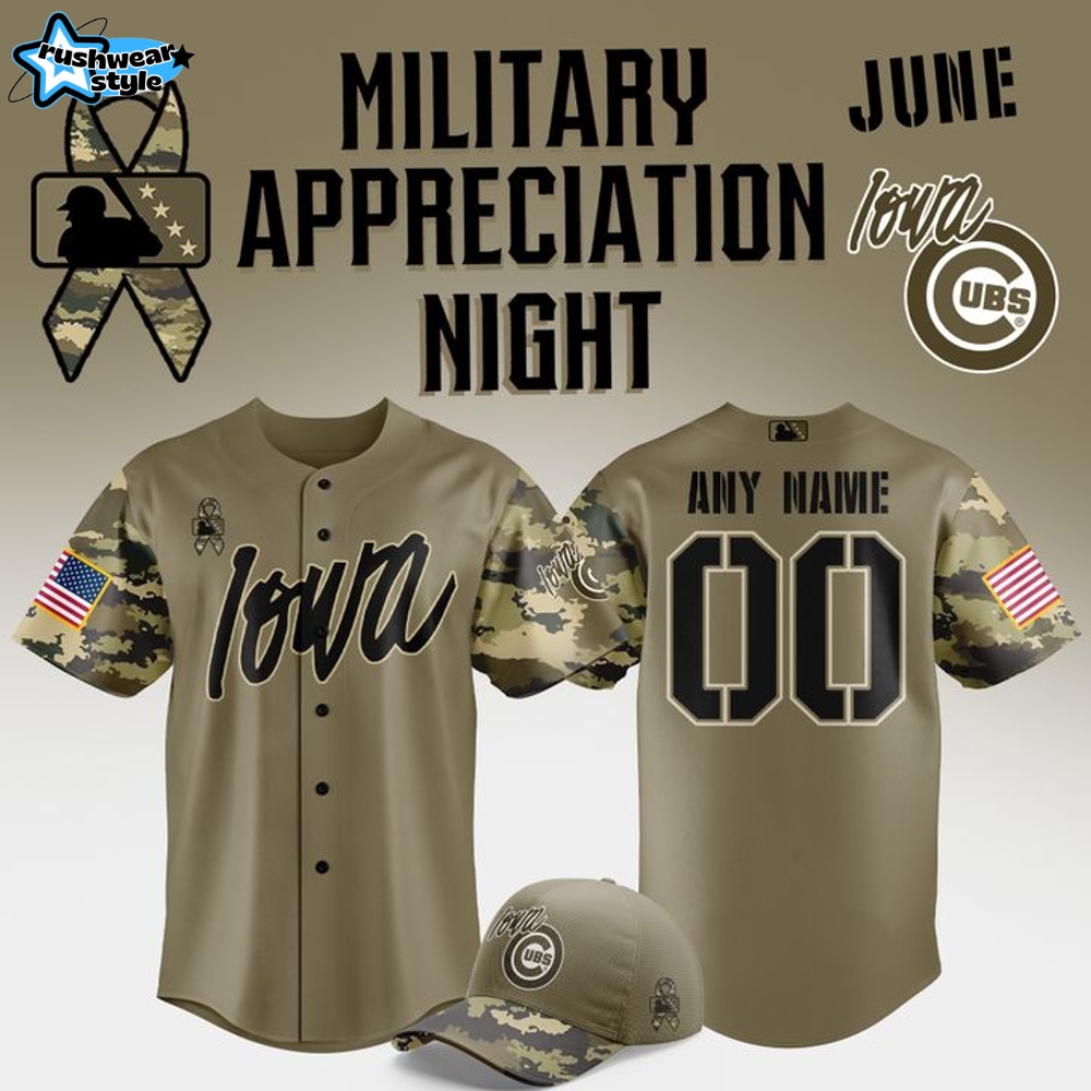 Iowa Cubs Military Appreciation Night 2025 Camo Baseball Jersey Iowa Cubs Military Appreciation Night 2025 Camo Baseball Jersey