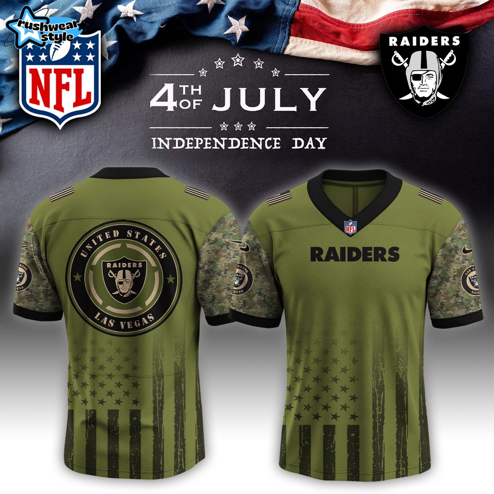 Las Vegas Raiders x 4th of July Independence Day Special Green Football Jersey Las Vegas Raiders x 4th of July Independence Day Special Green Football Jersey