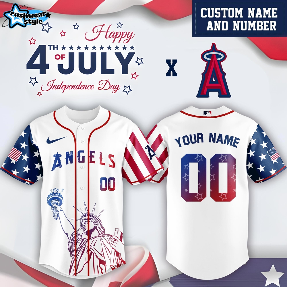 Los Angeles Angels x 4th Of July USA Baseball Jersey 2025 Los Angeles Angels x 4th Of July USA Baseball Jersey 2025