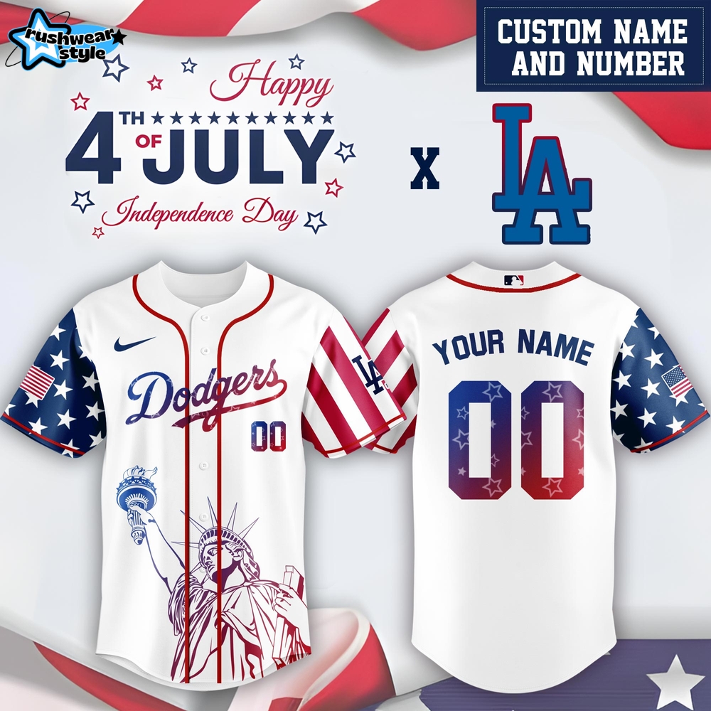 Los Angeles Dodgers x 4th Of July USA Baseball Jersey 2025 Los Angeles Dodgers x 4th Of July USA Baseball Jersey 2025