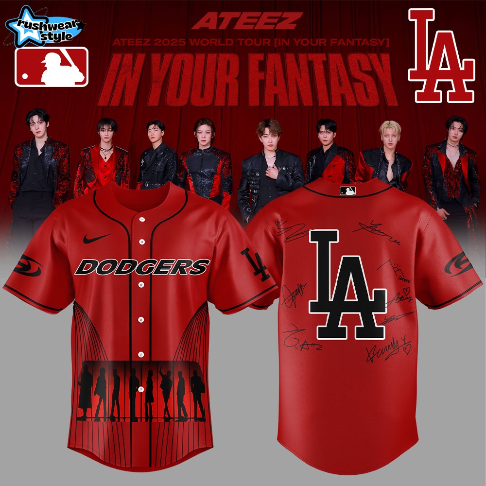 Los Angeles Dodgers x ATEEZ World Tour "In Your Fantasy" Signature Red Baseball Jersey Los Angeles Dodgers x ATEEZ World Tour "In Your Fantasy" Signature Red Baseball Jersey