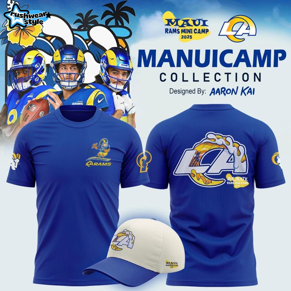 Los Angeles Rams 2025 Mauicamp Blue T-shirt Los Angeles Rams 2025 Mauicamp Blue T-shirt