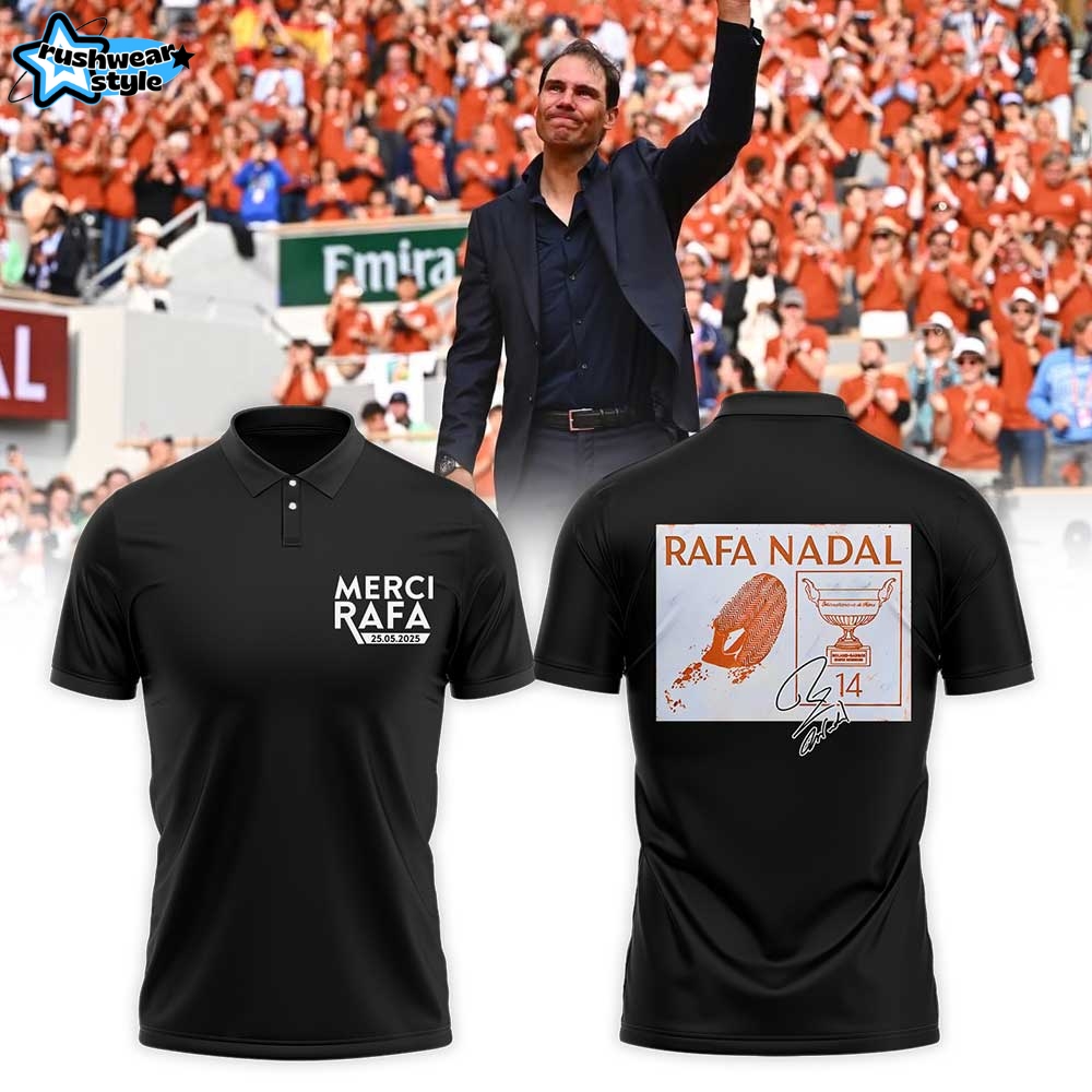 Merci Rafa Nadal The legend. The King of Clay Foot Signature Special Black Polo Shirt Merci Rafa Nadal The legend. The King of Clay Foot Signature Special Black Polo Shirt