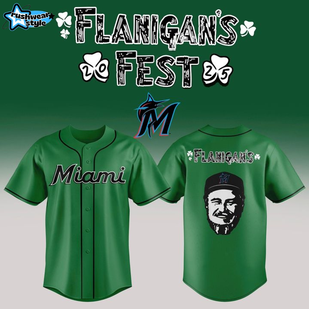 Miami Marlins Flanigan's Fest 2025 Special Green Baseball Jersey Miami Marlins Flanigan's Fest 2025 Special Green Baseball Jersey