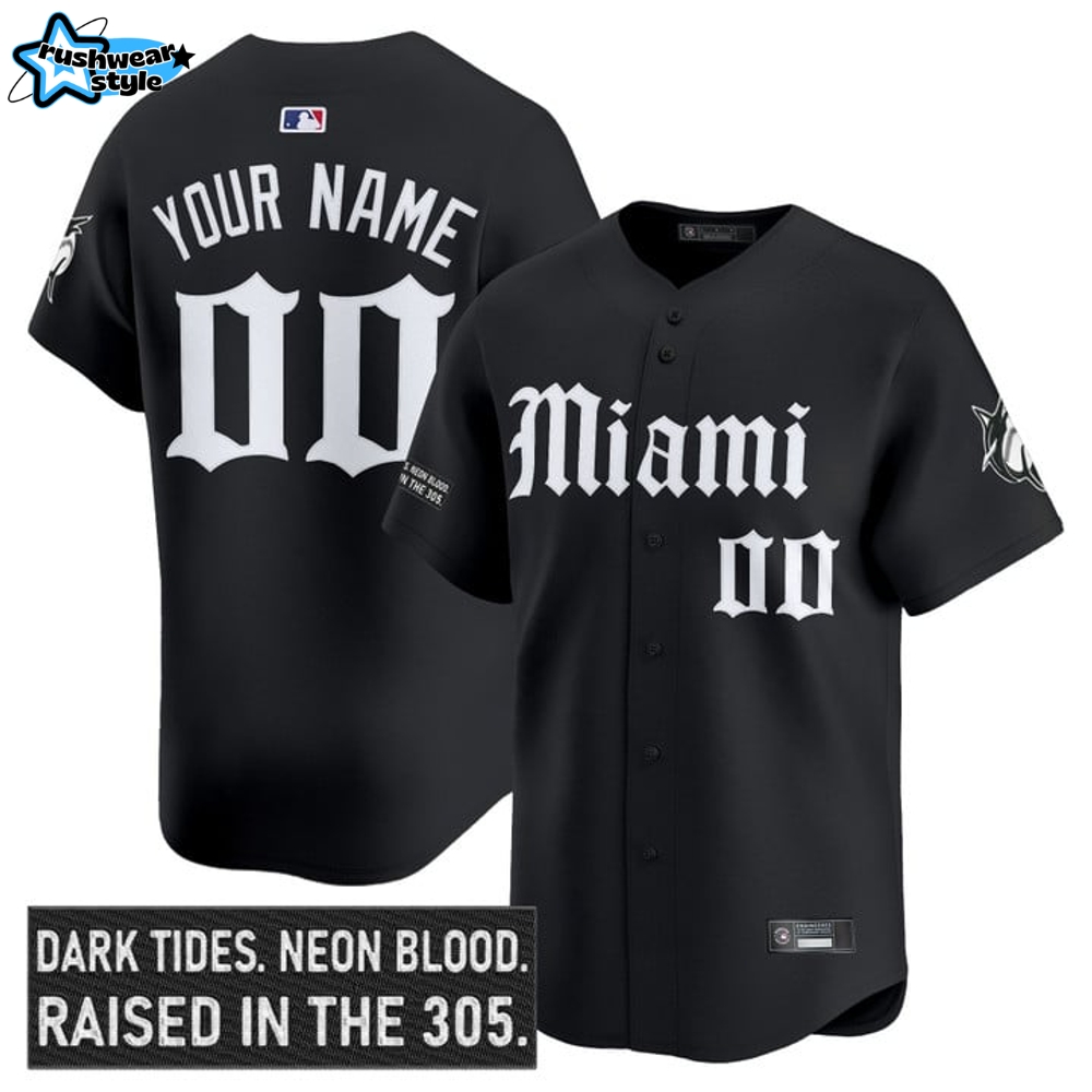 Miami Marlins 'Gothic Vice Edition' Special Black Baseball Jersey Miami Marlins 'Gothic Vice Edition' Special Black Baseball Jersey