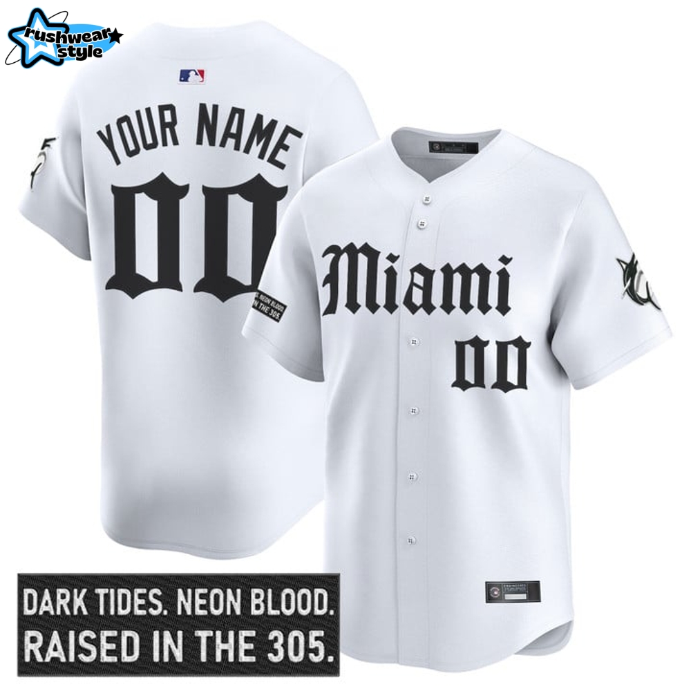 Miami Marlins 'Gothic Vice Edition' Special White Baseball Jersey Miami Marlins 'Gothic Vice Edition' Special White Baseball Jersey