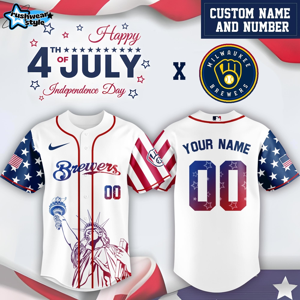 Milwaukee Brewers x 4th Of July USA Baseball Jersey 2025 Milwaukee Brewers x 4th Of July USA Baseball Jersey 2025