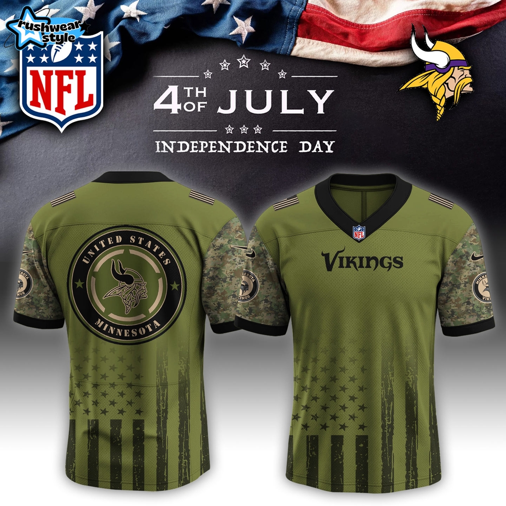 Minnesota Vikings x 4th of July Independence Day Special Green Football Jersey Minnesota Vikings x 4th of July Independence Day Special Green Football Jersey