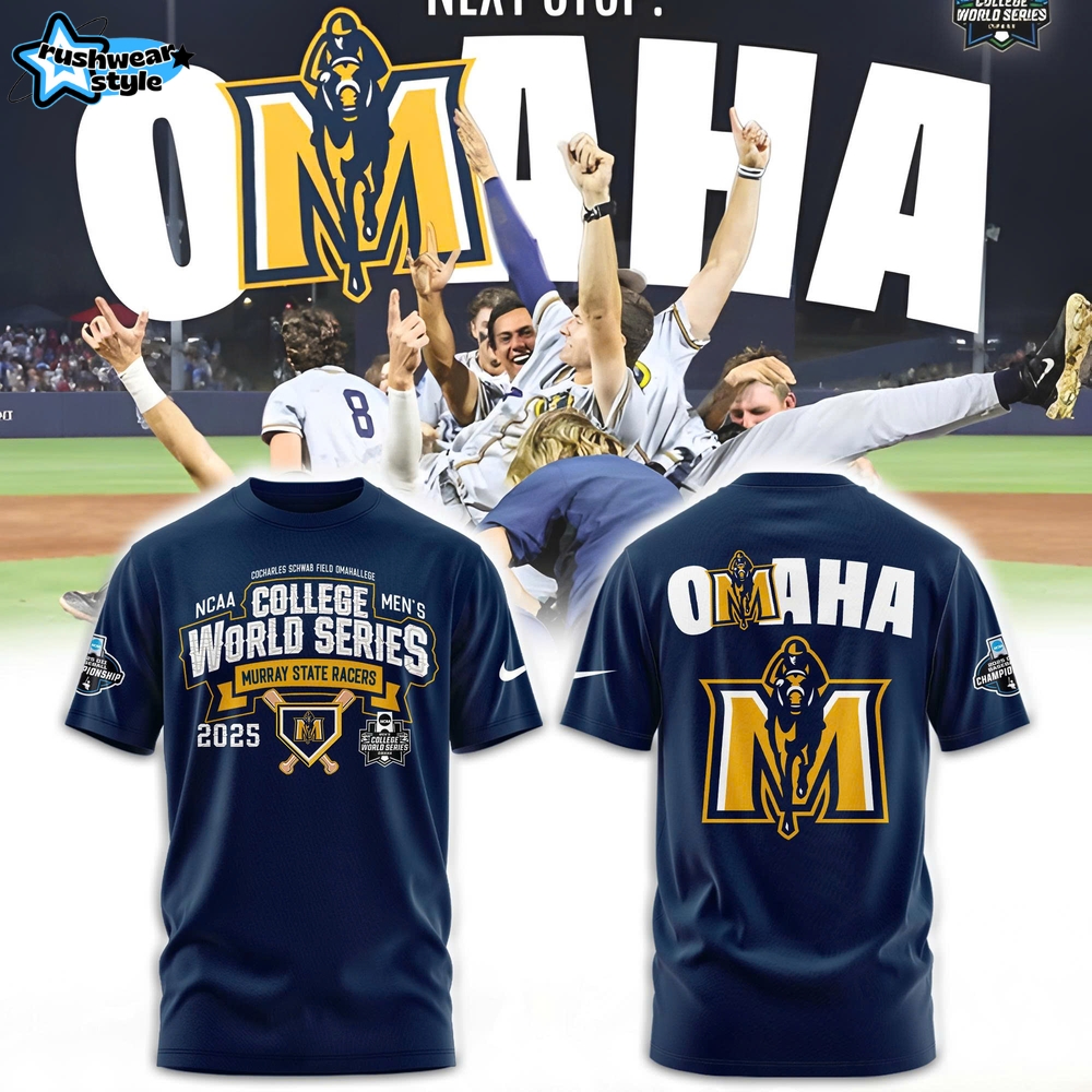 Murray State Racers Baseball College World Series 2025 "OMAHA" Special Black Tee Murray State Racers Baseball College World Series 2025 "OMAHA" Special Black Tee