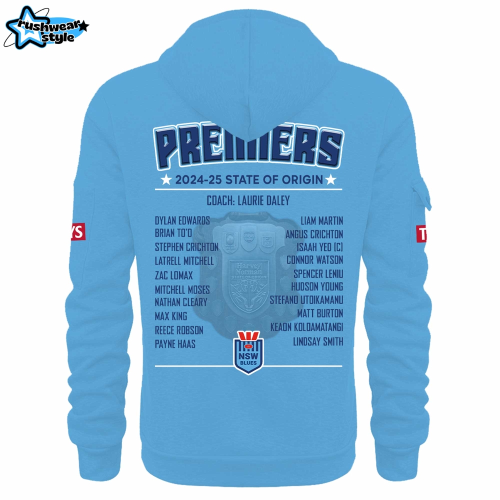 NSW Blues 2025 Premiers State Of Origin Limited Quarter Zip Hoodie NSW Blues 2025 Premiers State Of Origin Limited Quarter Zip Hoodie