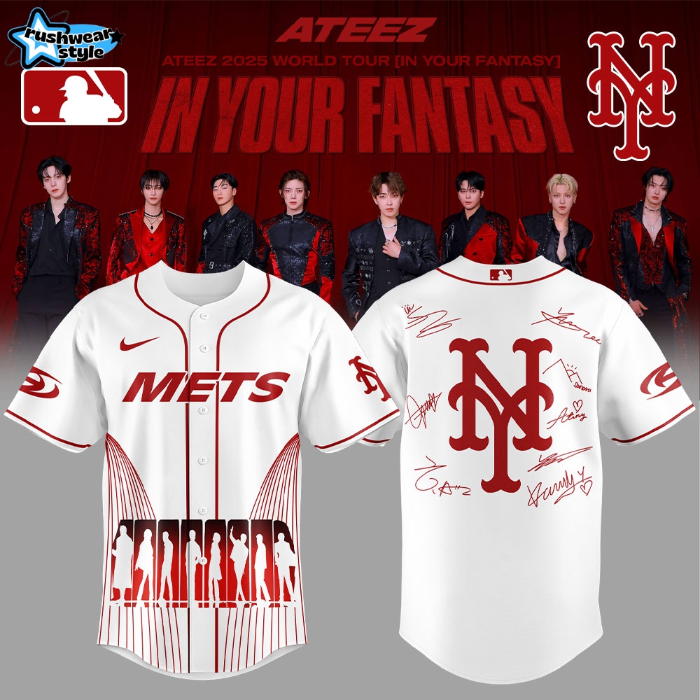 New York Mets x ATEEZ World Tour "In Your Fantasy" Signature White Baseball Jersey New York Mets x ATEEZ World Tour "In Your Fantasy" Signature White Baseball Jersey