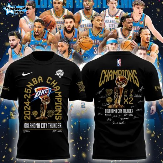 Oklahoma City Thunder NBA Finals Champions 2025 Special Black Tee