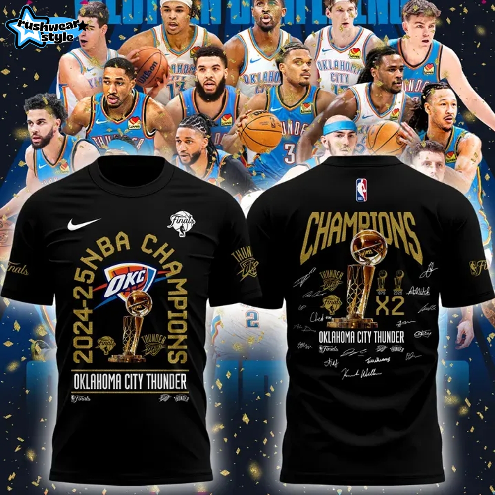 Oklahoma City Thunder NBA Finals Champions 2025 Special Black Tee Oklahoma City Thunder NBA Finals Champions 2025 Special Black Tee