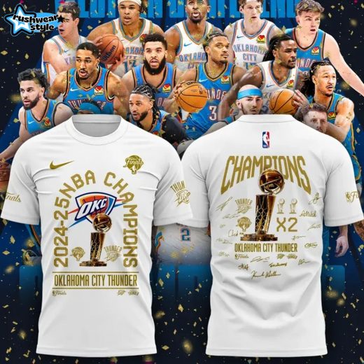 Oklahoma City Thunder NBA Finals Champions 2025 Special White Tee