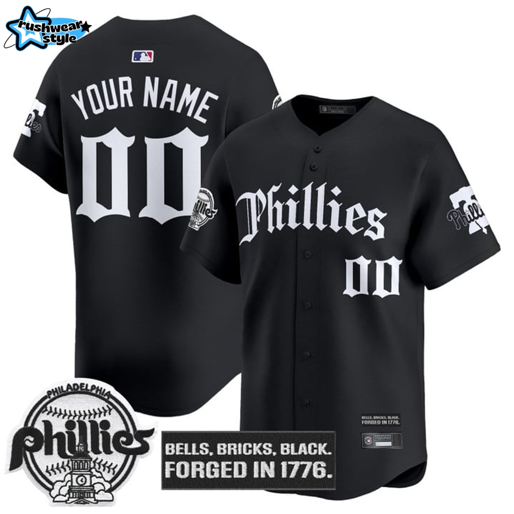 Philadelphia Phillies 'Gothic Liberty Edition' Special Black Baseball Jersey Philadelphia Phillies 'Gothic Liberty Edition' Special Black Baseball Jersey