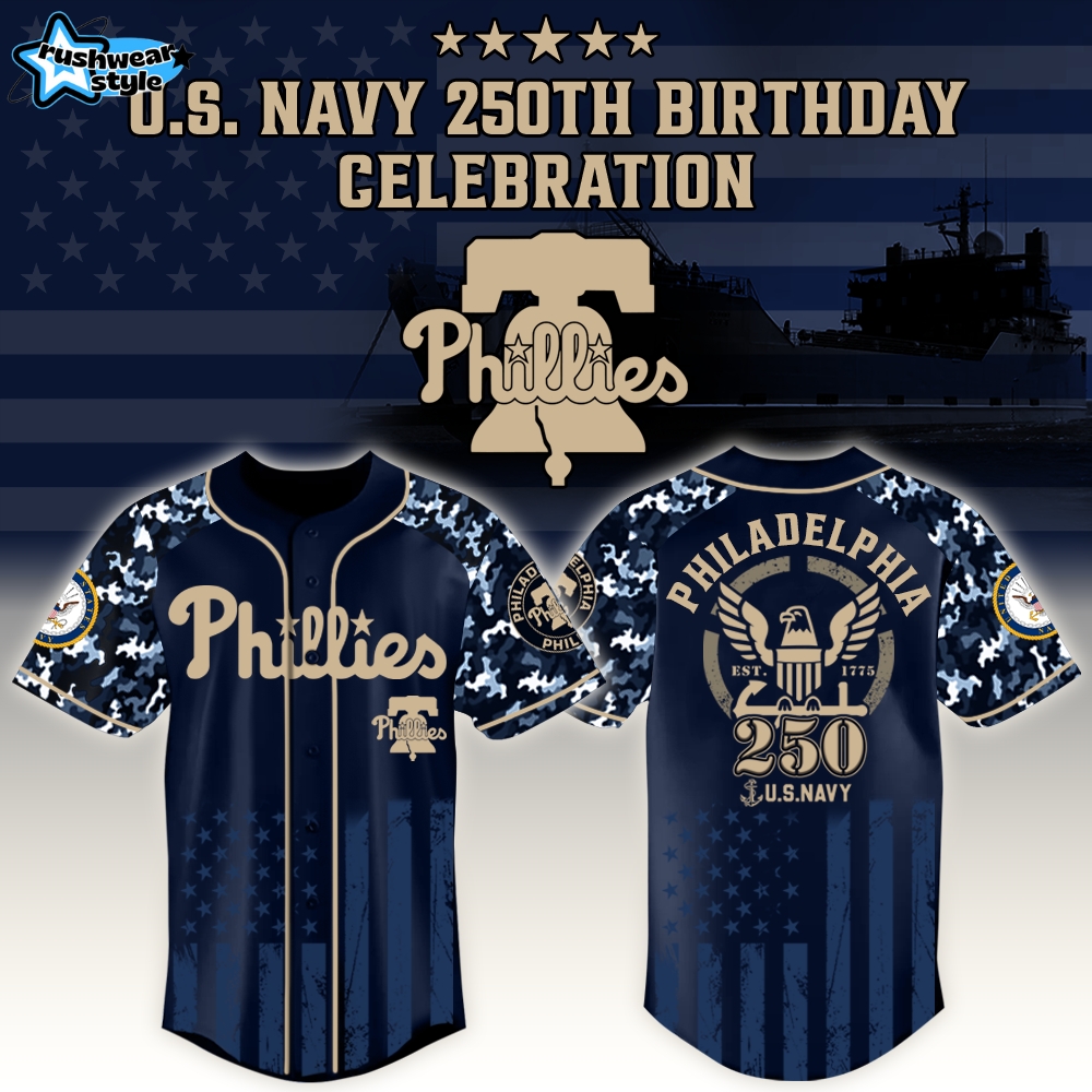 Philadelphia Phillies x US Navy 250th Birthday Edition 3D Baseball Jersey Philadelphia Phillies x US Navy 250th Birthday Edition 3D Baseball Jersey