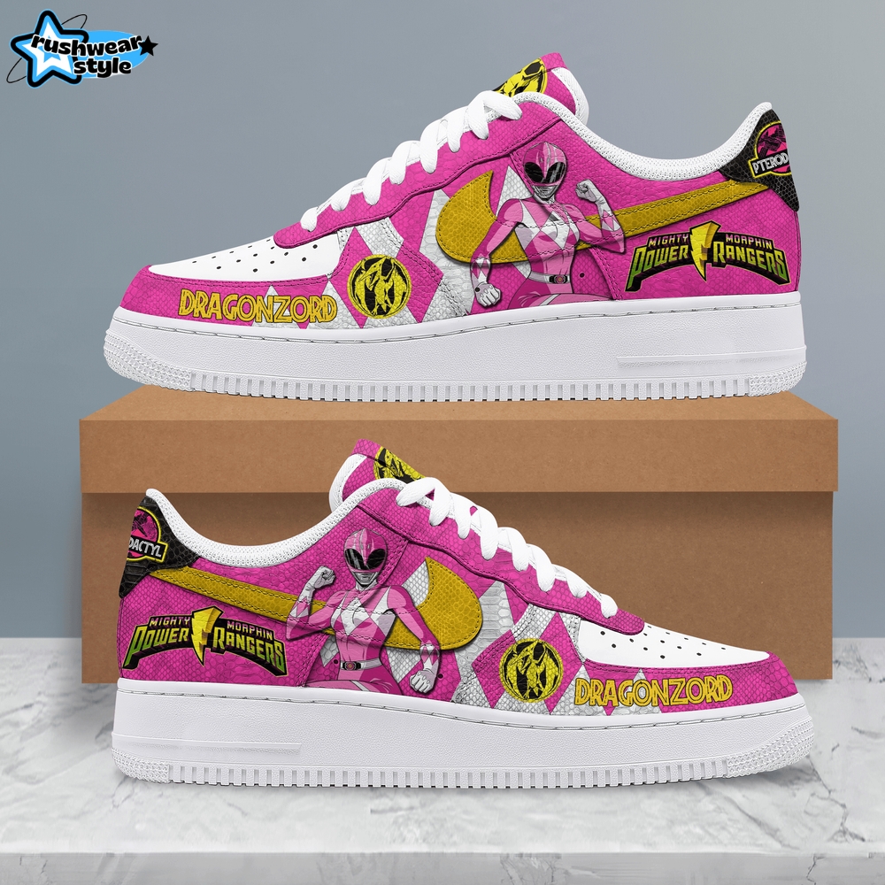 Power Rangers All Characters Special Edition Pink Air Force 1 Sneaker Power Rangers All Characters Special Edition Pink Air Force 1 Sneaker