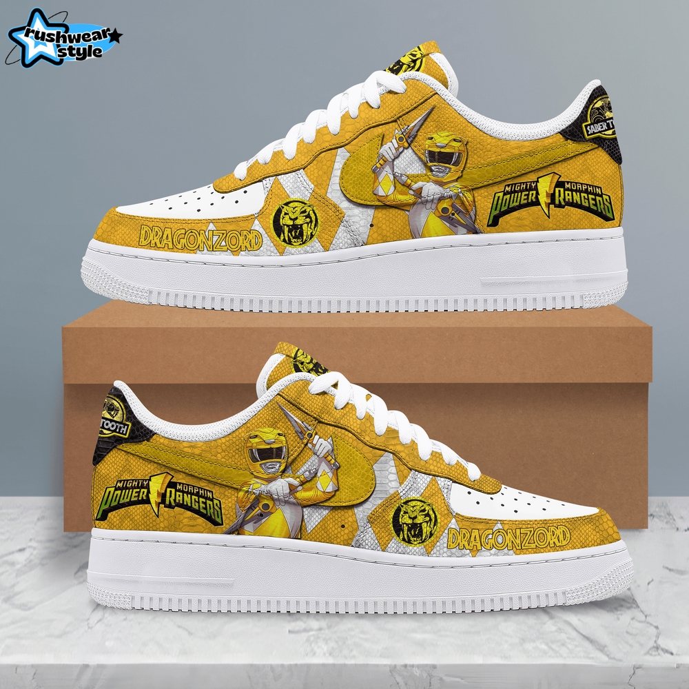 Power Rangers All Characters Special Edition Yellow Air Force 1 Sneaker Power Rangers All Characters Special Edition Yellow Air Force 1 Sneaker