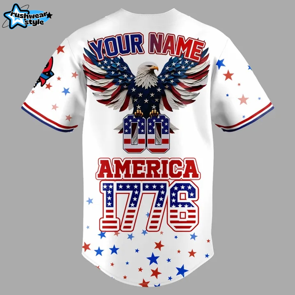 Rocket City Trash Pandas 4th of July USA Personalized Baseball Jersey Rocket City Trash Pandas 4th of July USA Personalized Baseball Jersey