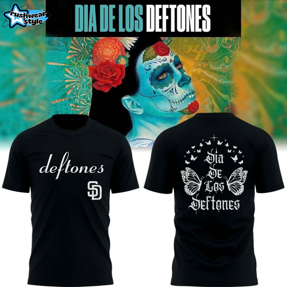 San Diego Padres Dia de los DEFTONES Special Black Tee San Diego Padres Dia de los DEFTONES Special Black Tee