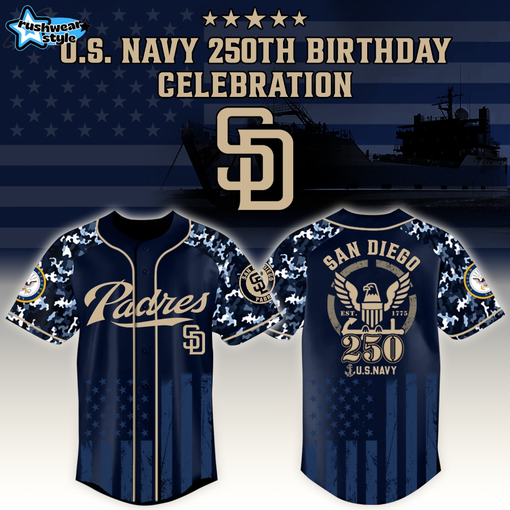 San Diego Padres x US Navy 250th Birthday Edition 3D Baseball Jersey San Diego Padres x US Navy 250th Birthday Edition 3D Baseball Jersey