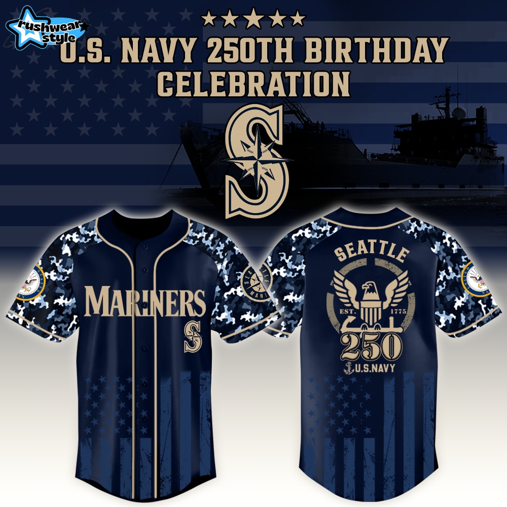 Seattle Mariners x US Navy 250th Birthday Edition 3D Baseball Jersey Seattle Mariners x US Navy 250th Birthday Edition 3D Baseball Jersey