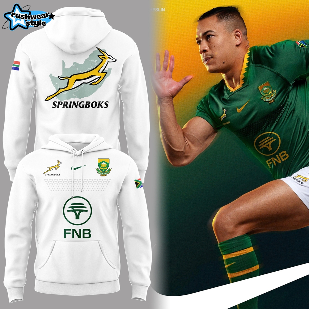 South Africa Springboks 2025 New National Team Special White Hoodie South Africa Springboks 2025 New National Team Special White Hoodie