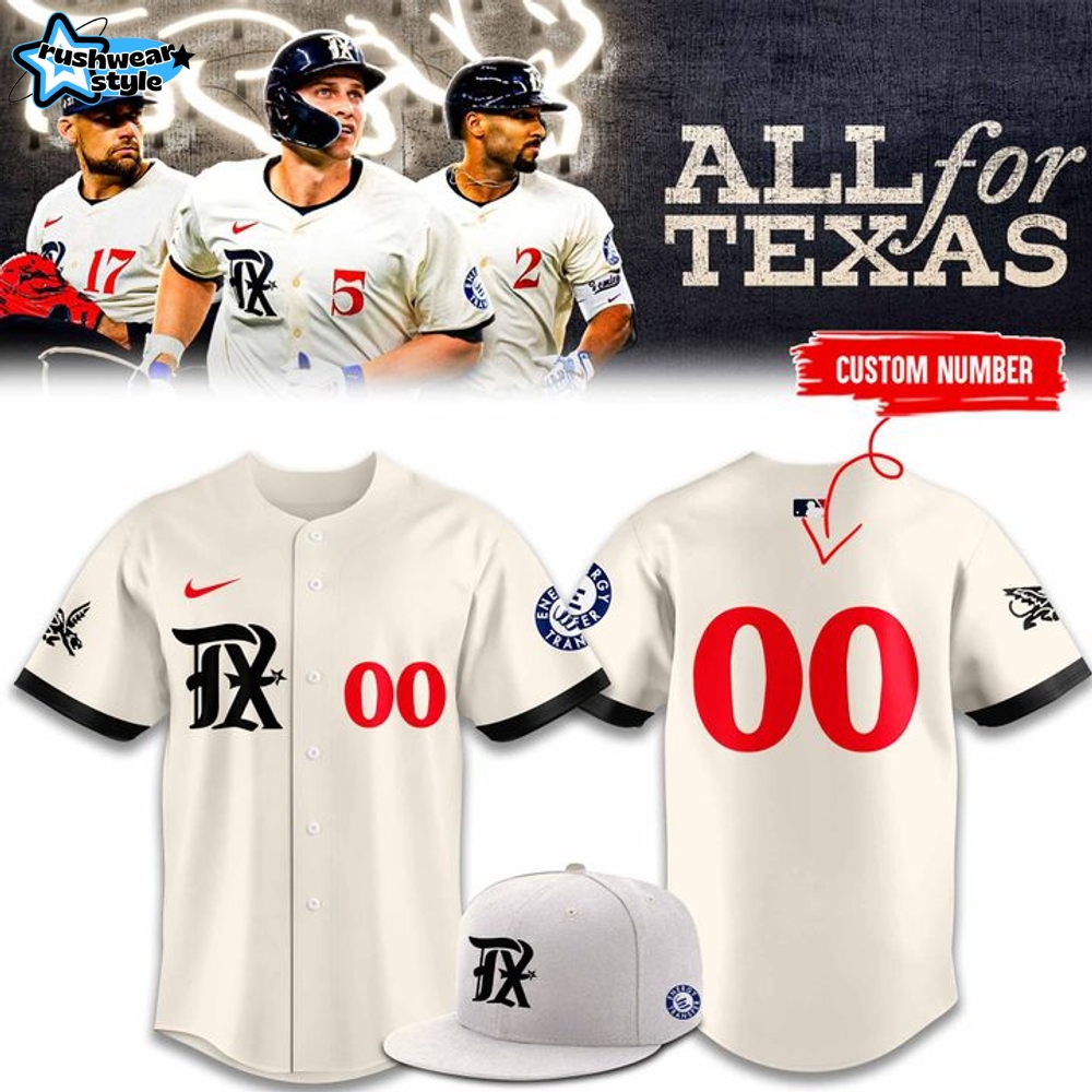 Texas Rangers City Connect "All For Texas" Personalized Baseball Jersey Texas Rangers City Connect "All For Texas" Personalized Baseball Jersey