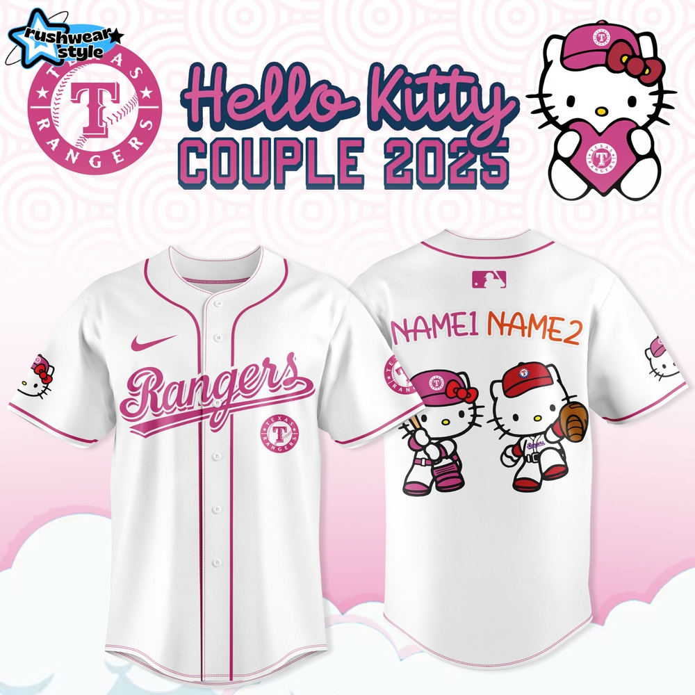 Texas Rangers x Hello Kitty Night Couple Custom Jersey Texas Rangers x Hello Kitty Night Couple Custom Jersey