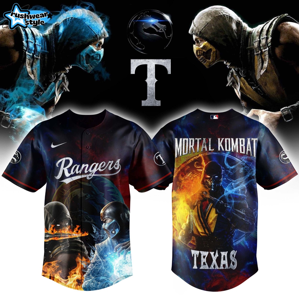 Texas Rangers x Mortal Kombat Night Limited Edition Baseball Jersey Texas Rangers x Mortal Kombat Night Limited Edition Baseball Jersey