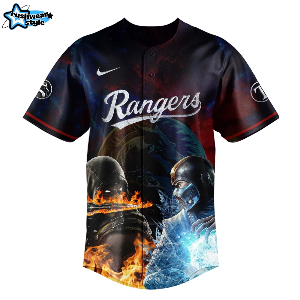 Texas Rangers x Mortal Kombat Night Limited Edition Baseball Jersey Texas Rangers x Mortal Kombat Night Limited Edition Baseball Jersey