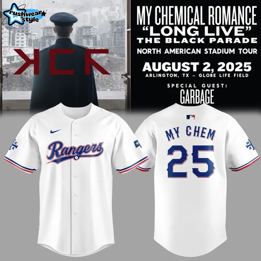 Texas Rangers x My Chemical Romance Tour 2025 Baseball Jersey Texas Rangers x My Chemical Romance Tour 2025 Baseball Jersey
